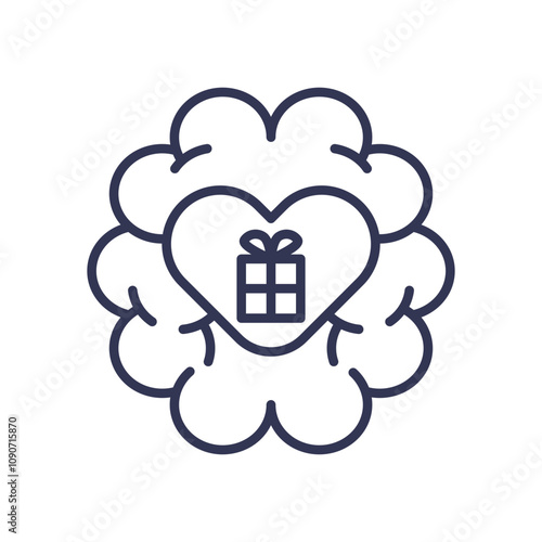 Gift in heart symbolizes thoughtful giving and generosity.