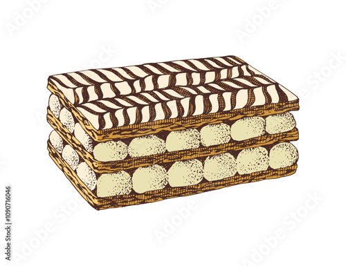 Mille-feuille french dessert vector illustration