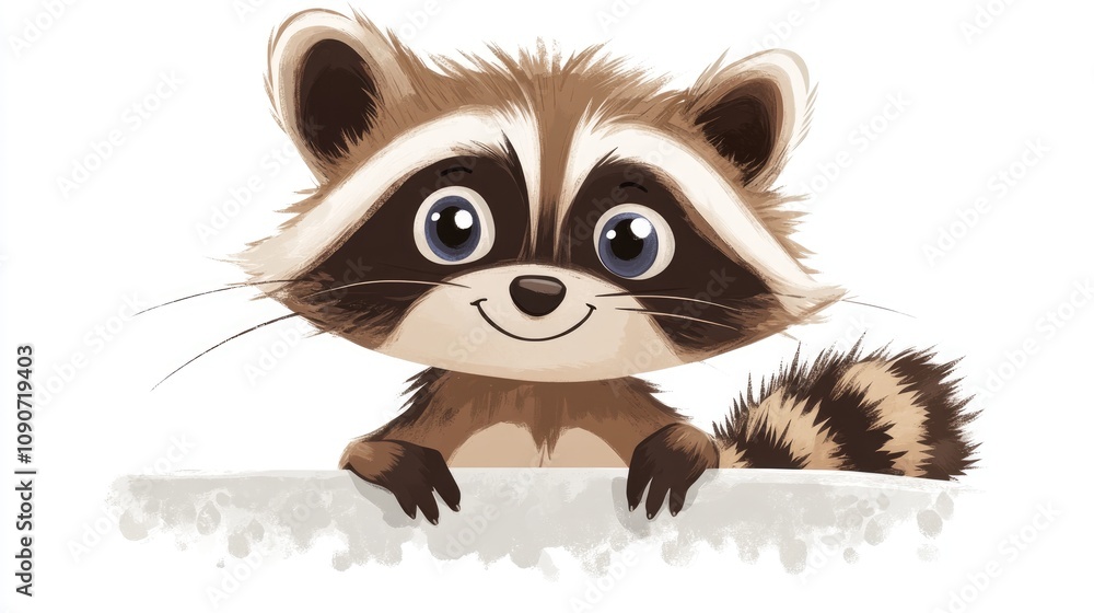 Fototapeta premium Illustration of an adorable raccoon on a whiteboard