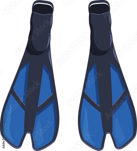 Pair of blue diving flippers, essential equipment for underwater exploration and snorkeling adventures