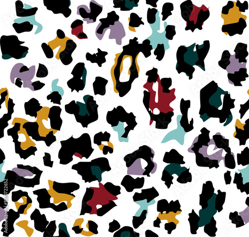 Seamless Pattern of Leopard Print in subdued 80's colours