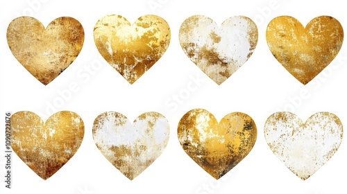 Golden hearts, an element for design, create a bright field with warmth and love.