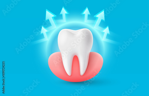 Teeth with protection, arrows around the tooth. Vector illustration