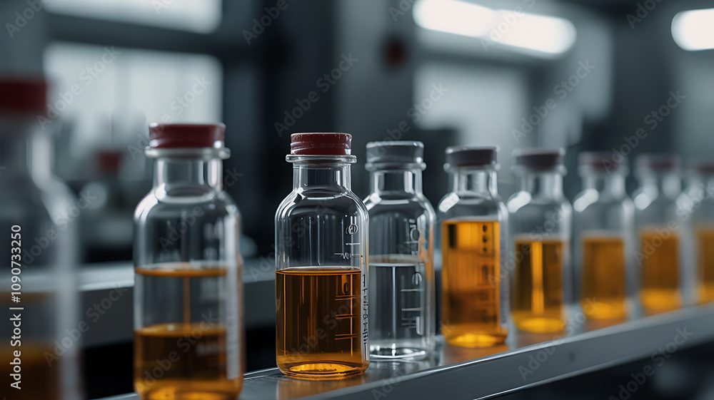 Vials Filling with Different Medicines in a Pharmaceutical Factory Vials Filling with Different Medicines in a Pharmaceutical Factory