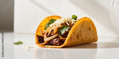 Indulge in a crispy cheese taco filled with flavorful ingredients.