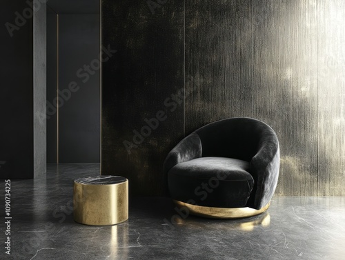 Elegant Black Velvet Chair ...