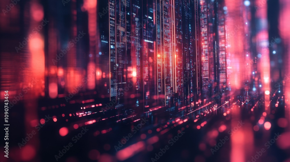 Fototapeta premium Glitchy futuristic Loading New Year 2025 text on a dark sci-fi background.