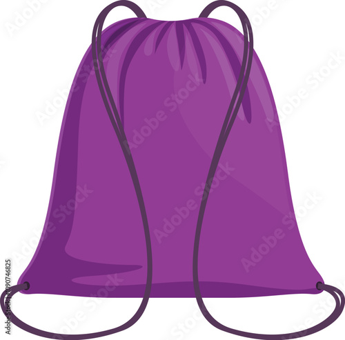 Purple drawstring bag featuring dark purple string, ideal for carrying personal belongings