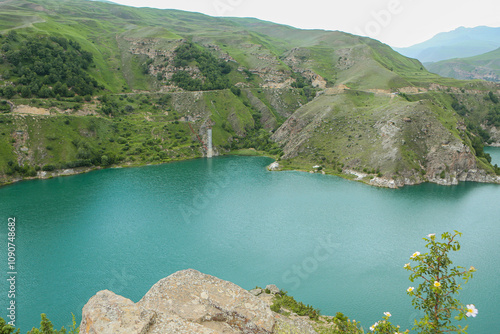 Majestic Elbrus with Turquoise Lake Syltrankel in the Foreground