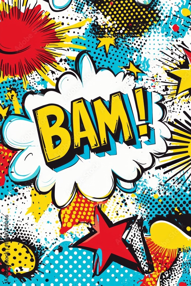 Fototapeta premium A vibrant, playful comic speech bubble with text 