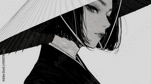 masked anime woman with samurai