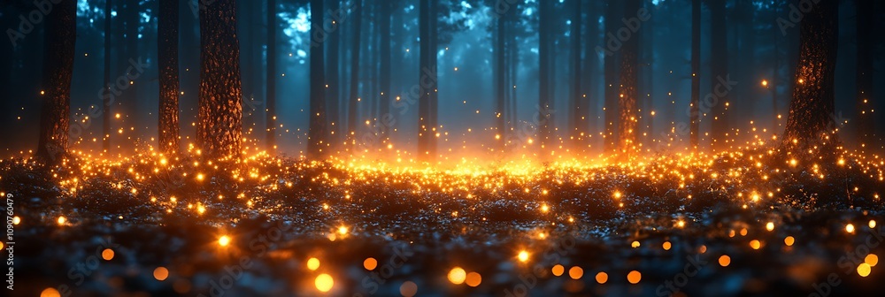 Obraz premium Forest with Fireflies in the Background