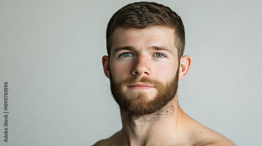 Naklejka premium Portrait of a Man with Beard and Blue Eyes