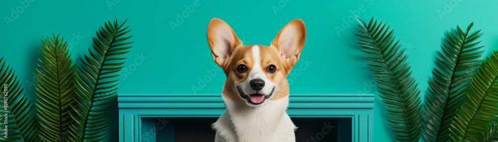 Cozy playful dog surround concept. A cheerful corgi with a vibrant background, embodying joy and companionship. Cozy playful dog surround concept. A cheerful corgi with a vibrant background, embodying joy and companionship.
