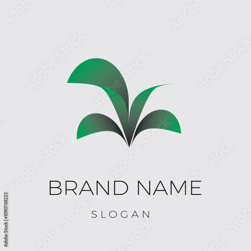 Green grass logo illustration for nature, bio, organic design