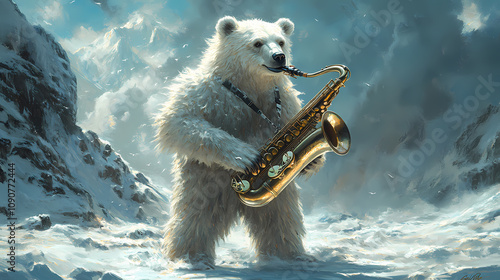 polar bear cub with sax 