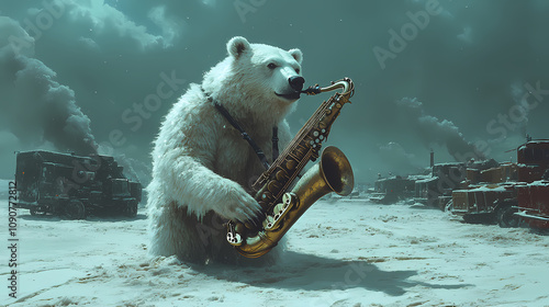 Wallpaper Mural polar bear cub with sax  Torontodigital.ca