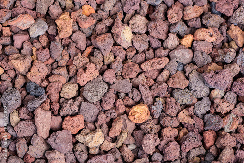 Close-up of texture and color in volcanic gravel photo