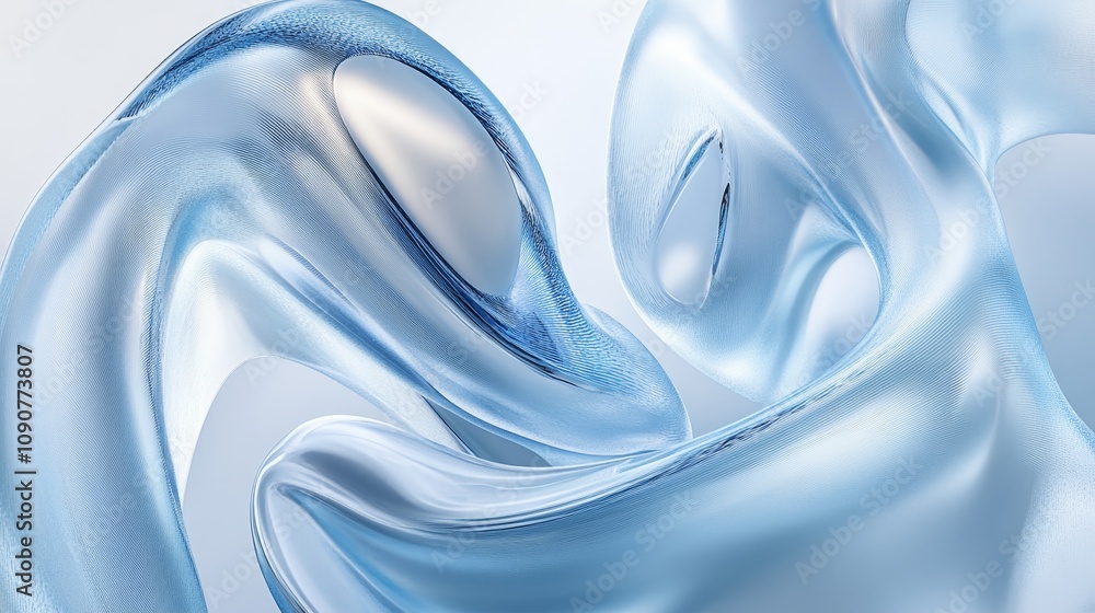Obraz premium Abstract Background Of Transparent Shiny Blue Gel With Clear Glass Texture On A White Background
