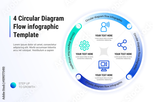 4 Circular Diagram Flow Infographic template