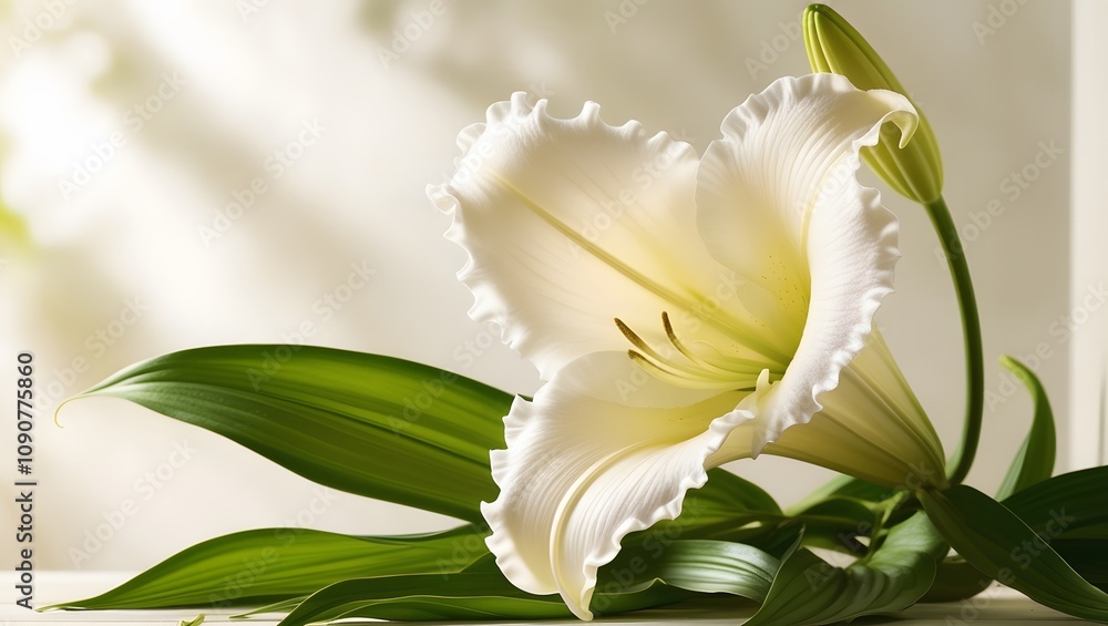 Fototapeta premium Pure White Lily in Tranquil Atmosphere