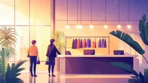 Cartoon Style Illustration of Retail Store Returns