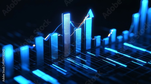 Wallpaper Mural Illuminated Prosperity: Abstract Financial Graphs 3D Render for Passive Income Generation on Isolated Dark Background Torontodigital.ca