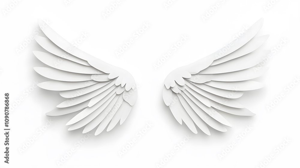 Fototapeta premium 3d White Angel wings isolated on white background