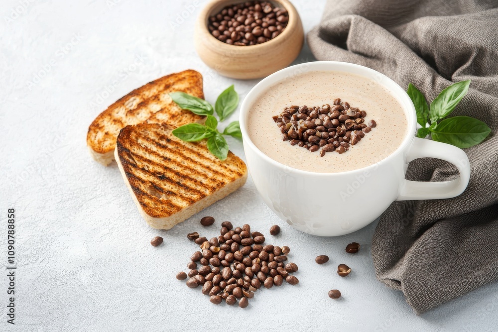Creamy Sweet Peanut Soup with Toast Side Chinese food Creamy Sweet Peanut Soup with Toast Side Chinese food
