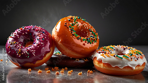 Delicious Donuts On Isolated Background Modern Food Photography Colours Copy Space For Text logo Or Graphics 300 PPI High Resolution Image