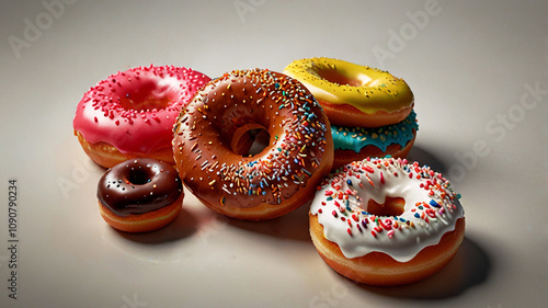 Delicious Donuts On Isolated Background Modern Food Photography Colours Copy Space For Text logo Or Graphics 300 PPI High Resolution Image