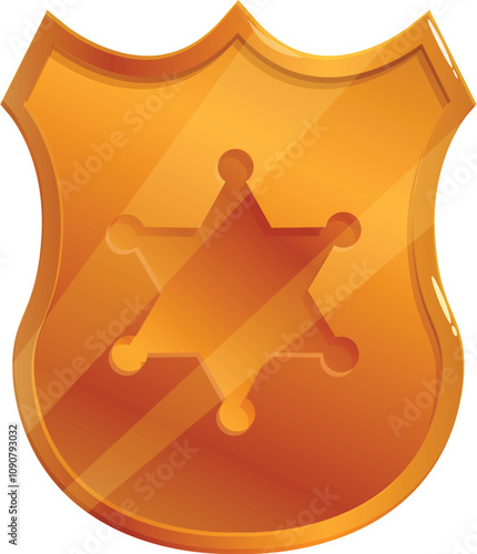 Shiny golden sheriff star badge represents authority, protection, and upholding the law