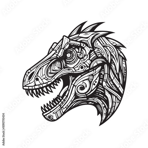 Trex dinosaurus head logo vector ilustration art