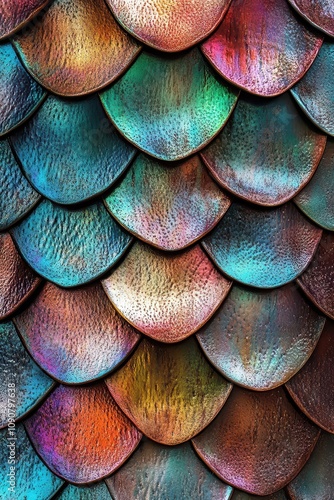 Wallpaper Mural Majestic dragon scales in multicolor patterns, seamless texture, Asian opulence Torontodigital.ca