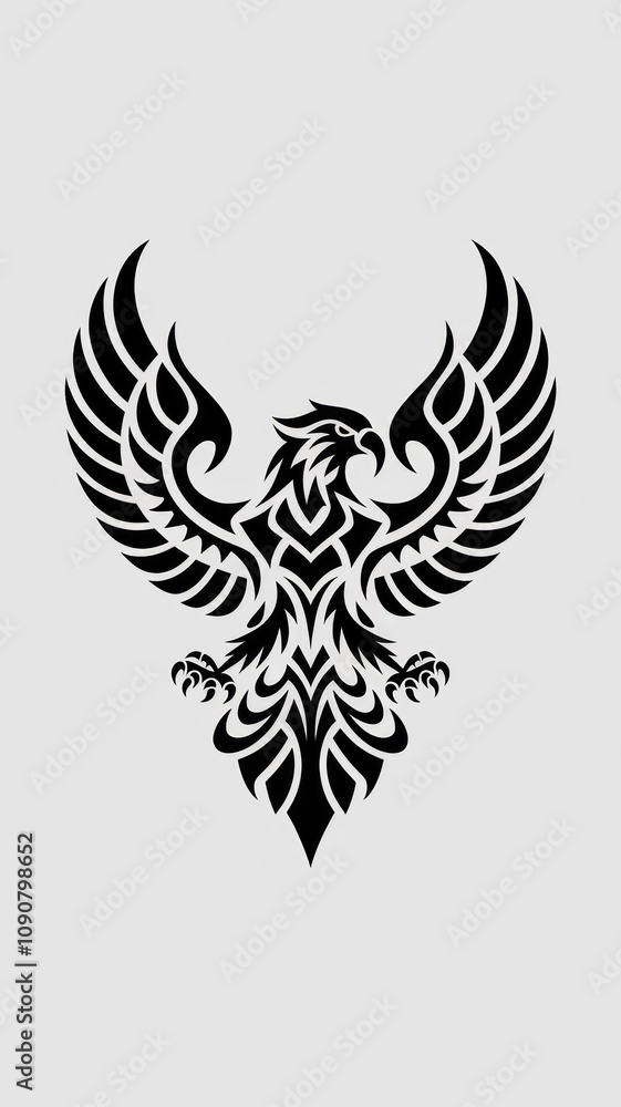 Fototapeta premium Intricate Tribal Tattoo Design of a Stylized Eagle Generative AI
