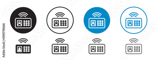 Set of 8 "Interphone" icons 1 unexpanded vector, 1 silhouette - An interphone system for clear communication n enhanced security ideal for homes offices or apartments