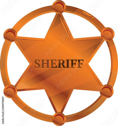 Shiny sheriff star badge representing authority, law enforcement, and western justice