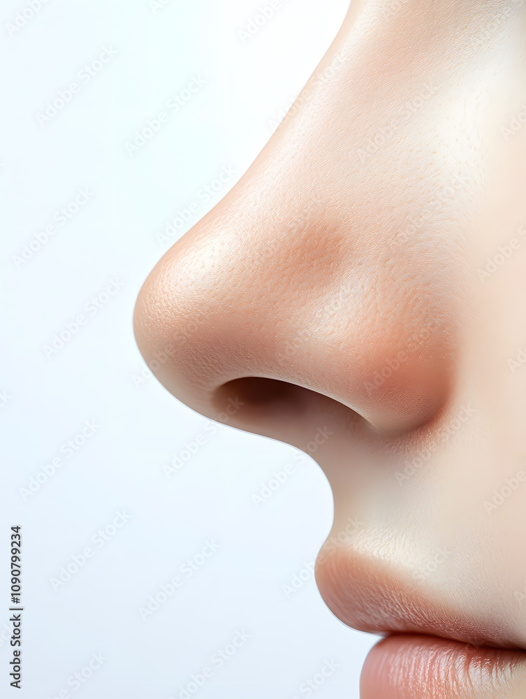 Closeup young woman face side view. Plastic surgery nose rhinoplasty
Closeup young woman face side view. Plastic surgery nose rhinoplasty