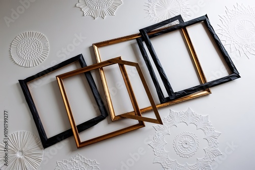 Scorched Paper Frames on White Background with Textured Patterns