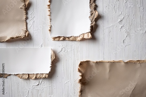 Distressed Paper Edges on Vivid White Background with Unique Texture
