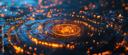 Wallpaper Mural Abstract glowing circular digital city. Torontodigital.ca