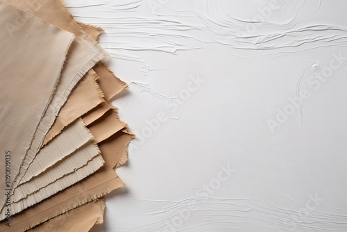 Frayed Paper Edge Texture on White Background