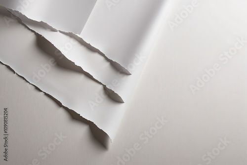 Jagged Paper Edges on a Pure White Canvas Backdrop