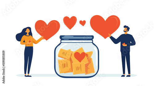 Diverse People Making Donation Together. Generous Man and Woman Contributing to Charity Fundraising Campaign. Kindness and Support Concept.