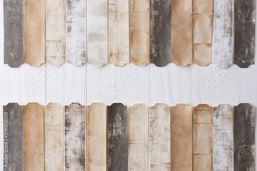 Weathered Paper Borders with Distressed Texture on White Backdrop
