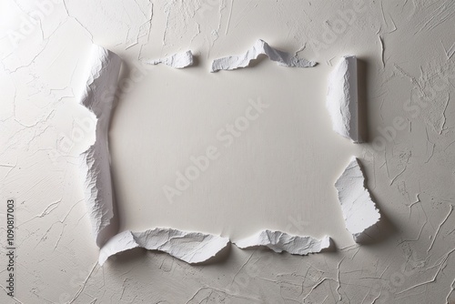 Elegant Torn Paper Texture Art on Bright White Canvas