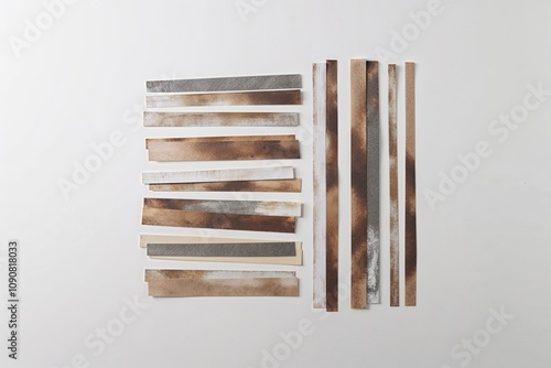 Weathered Paper Strips on White Background for Craft Design Inspiration