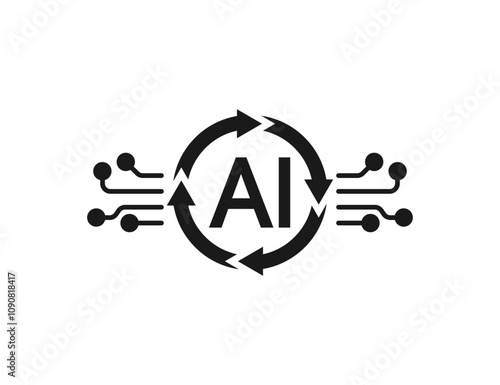 Ai, artificial intelligence icon. Vector illustration.