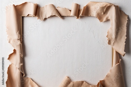 Vintage Torn Paper Edges Surrounded by White Canvas Texture