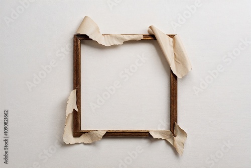 Vintage Torn Paper Edges Surrounded by White Canvas Texture